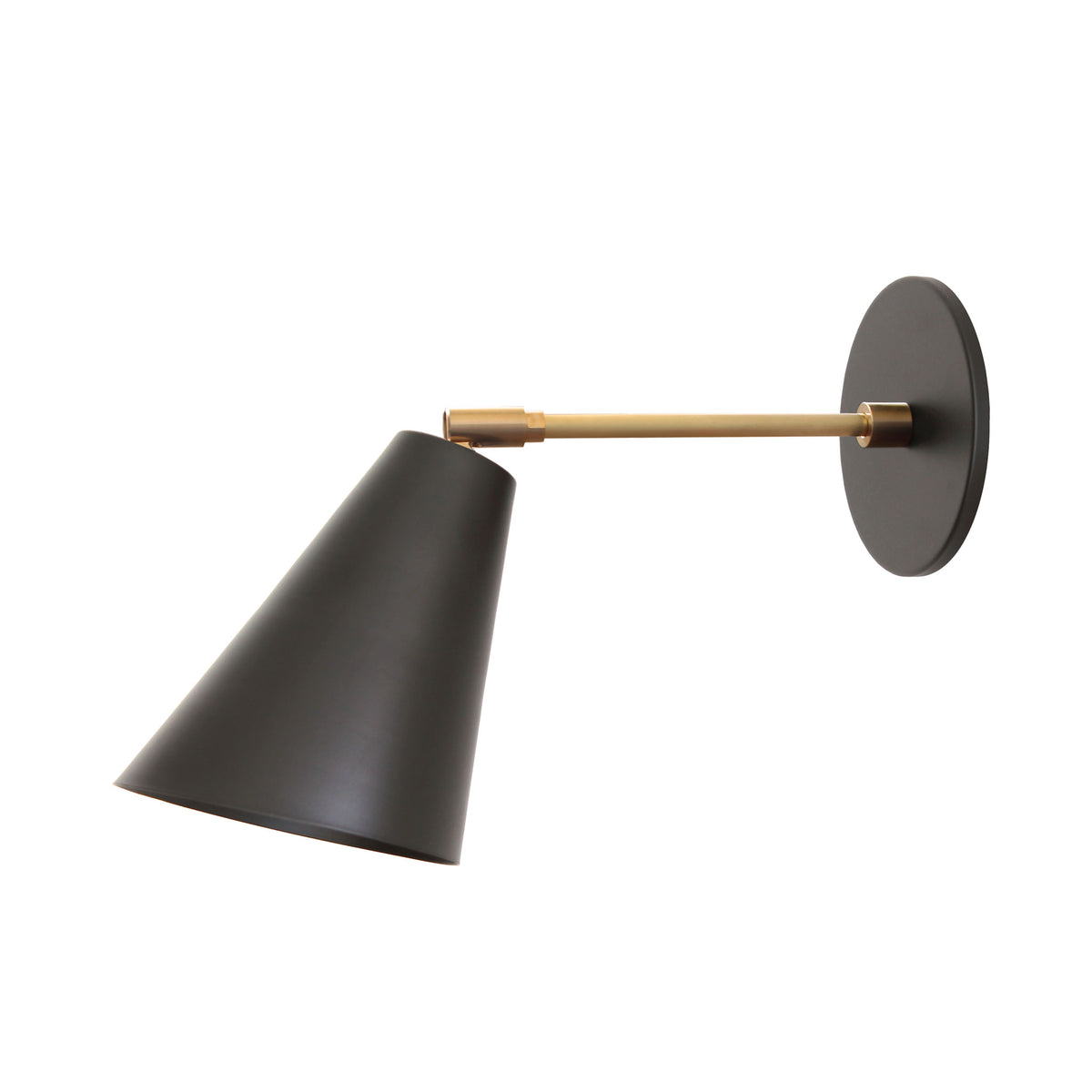 Tilt Cone shown with a 6" arm in Matte Black and Brass