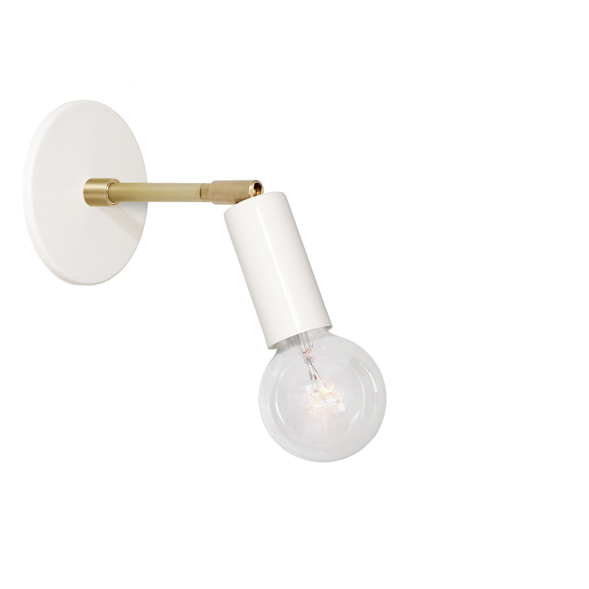 Tilt Sconce shown in White and Brass with a 3" arm