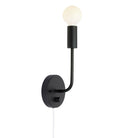 Timberline Sconce shown in Matte Black with a Backplate Dimmer Switch and White Cord