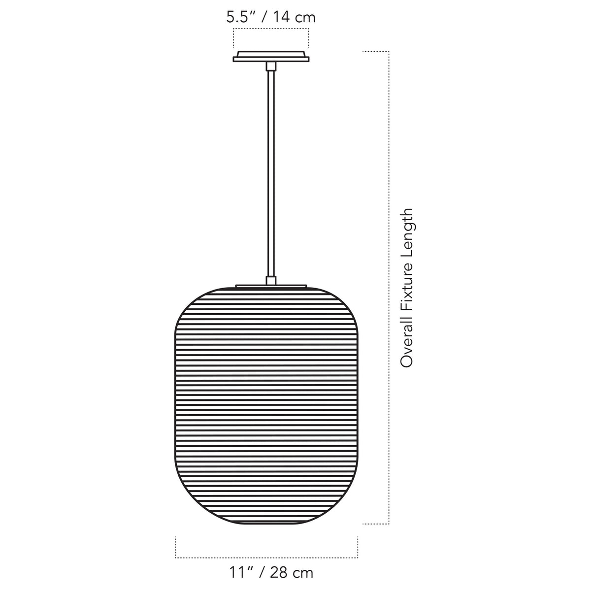 Cedar & Moss Umi Pendant drawing with dimensions
