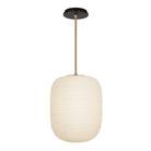 Umi Pendant shown in Heirloom Brass with a Black Stained Wood Canopy