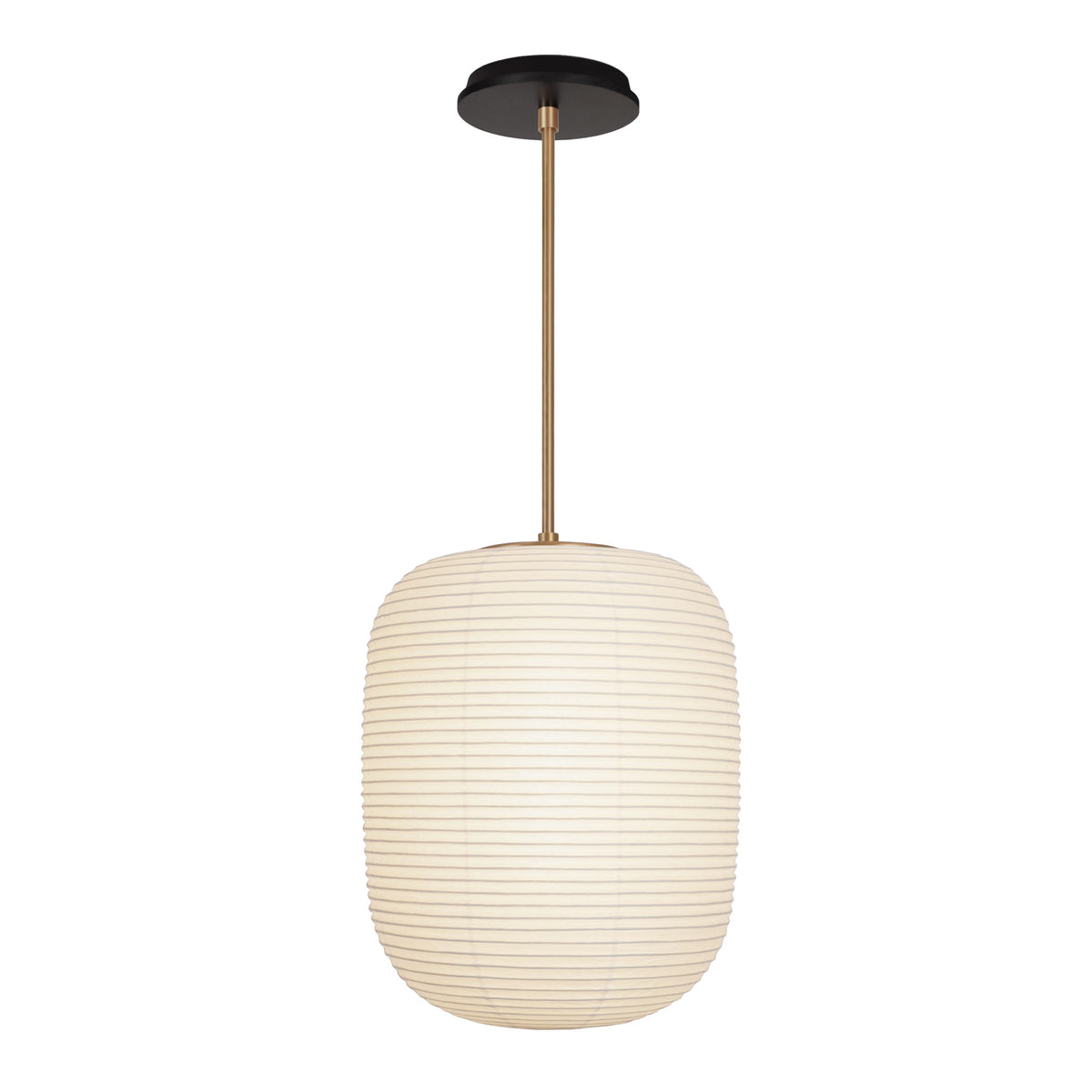 Umi Pendant shown in Heirloom Brass with a Black Stained Wood Canopy