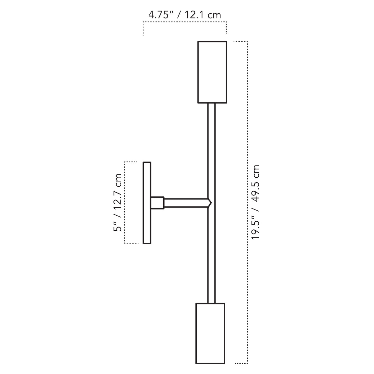 A Technical Drawing Of The Venus Long Wall Sconce
