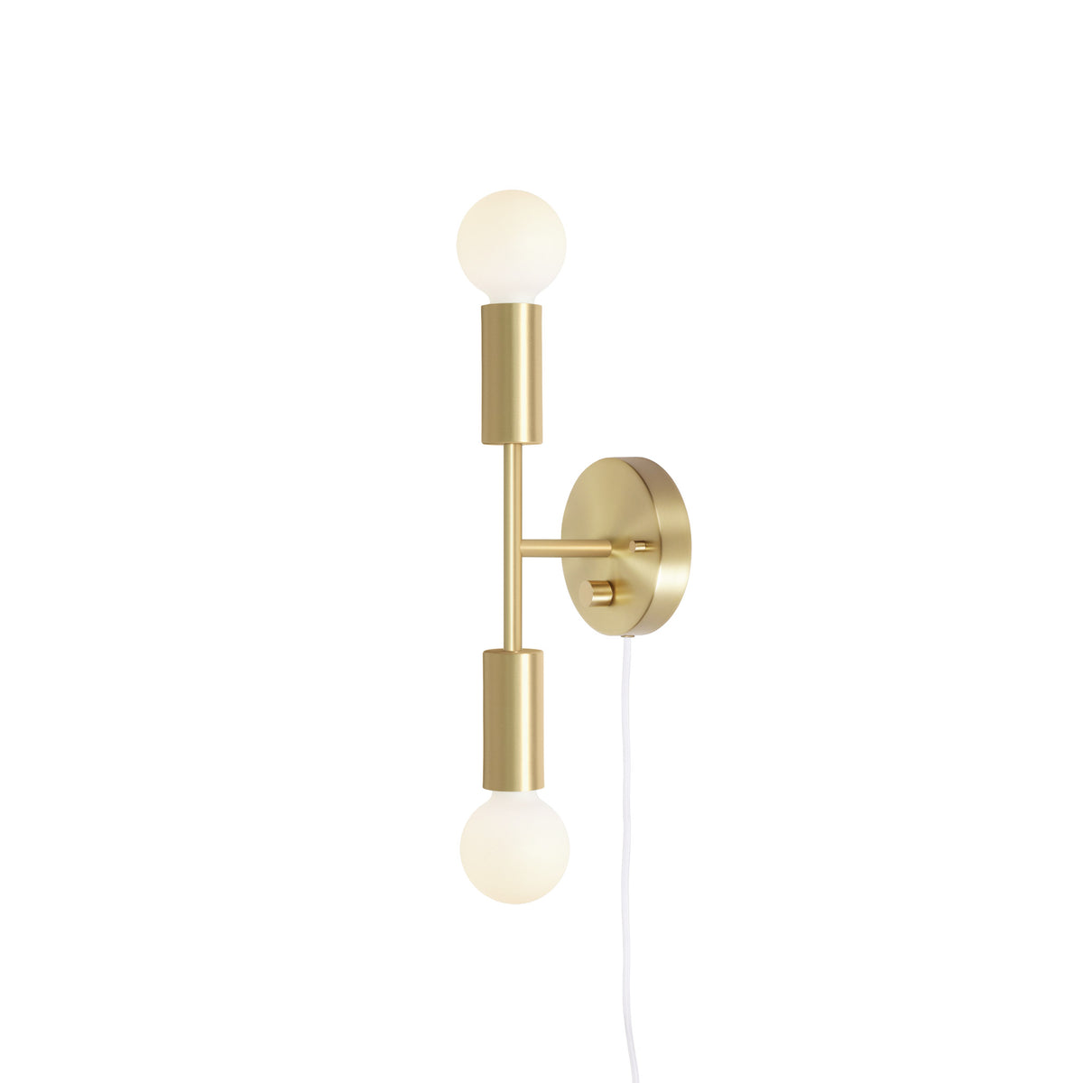 Venus Mini shown in Brass with a Backplate Dimmer Switch and White Cord