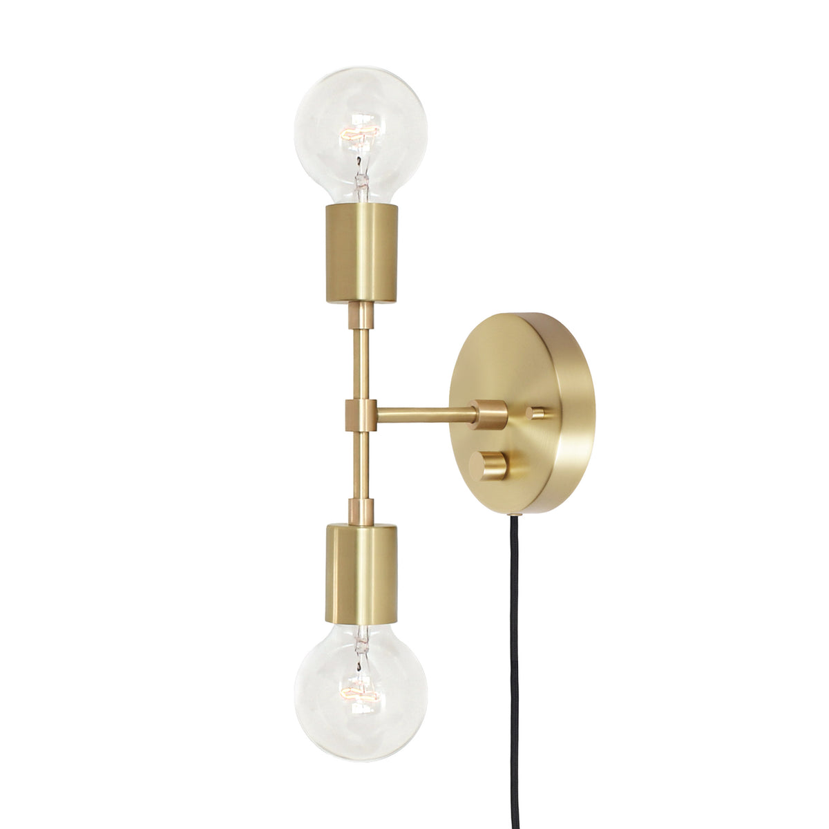 Vista 2 shown in Brass with a Backplate Dimmer Switch and Black Cord