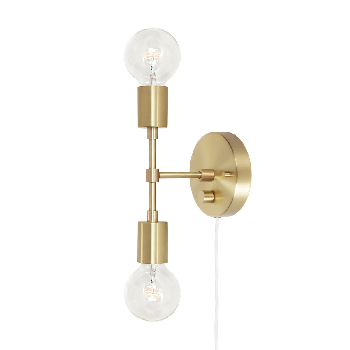 Vista 2 shown in Brass with a Backplate Dimmer Switch and White Cord