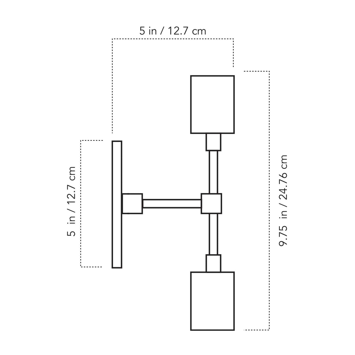 A Technical Drawing Of The Vista 2 Wall Sconce