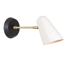 Wildwood shown in Brass with a White Cone and a Black Stained Wood Canopy
