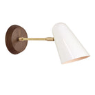 Wildwood shown in Brass with a White Cone and a Walnut Wood Canopy