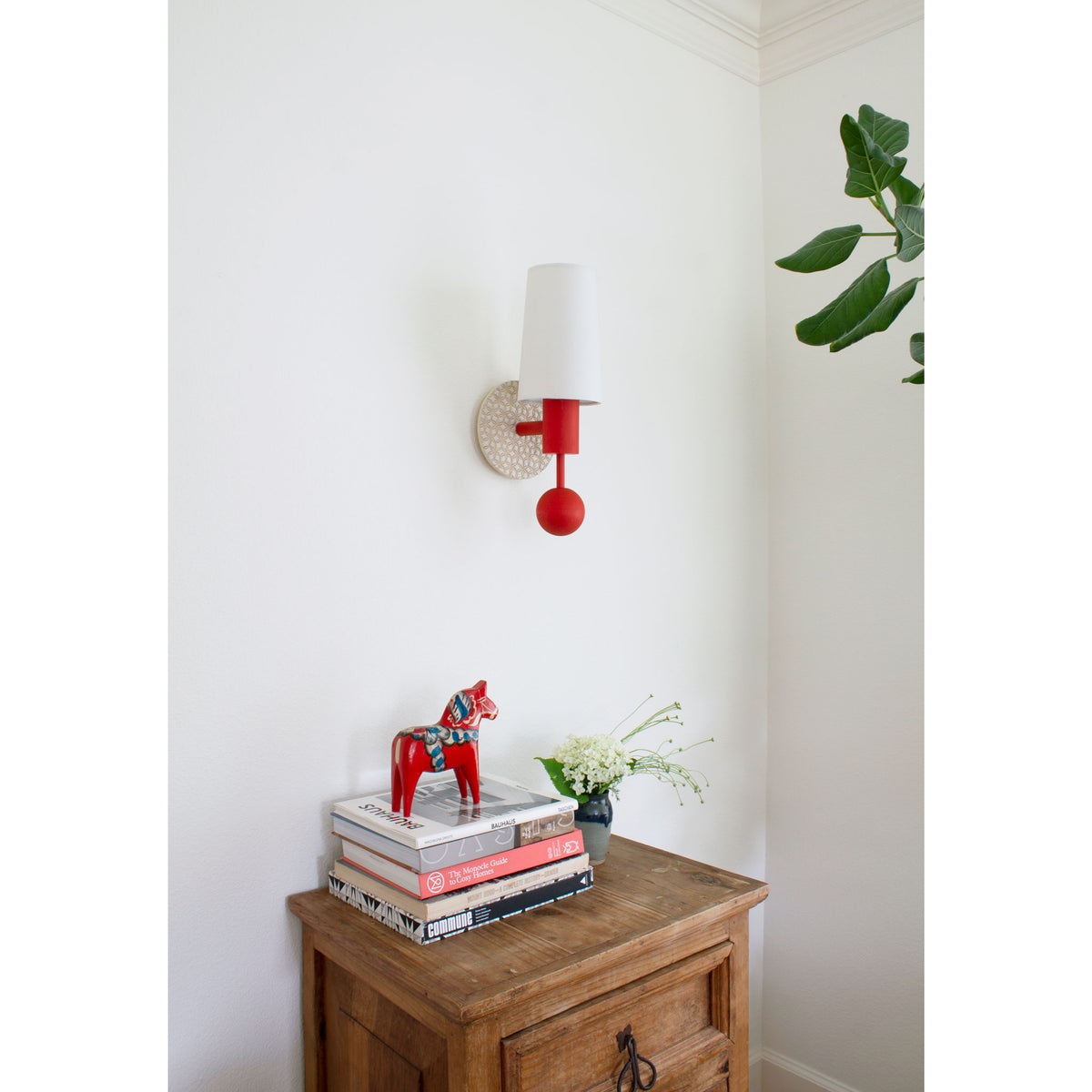 Amherst sconce shown in Persimmon with Natural White and Cream Quilted ceramic