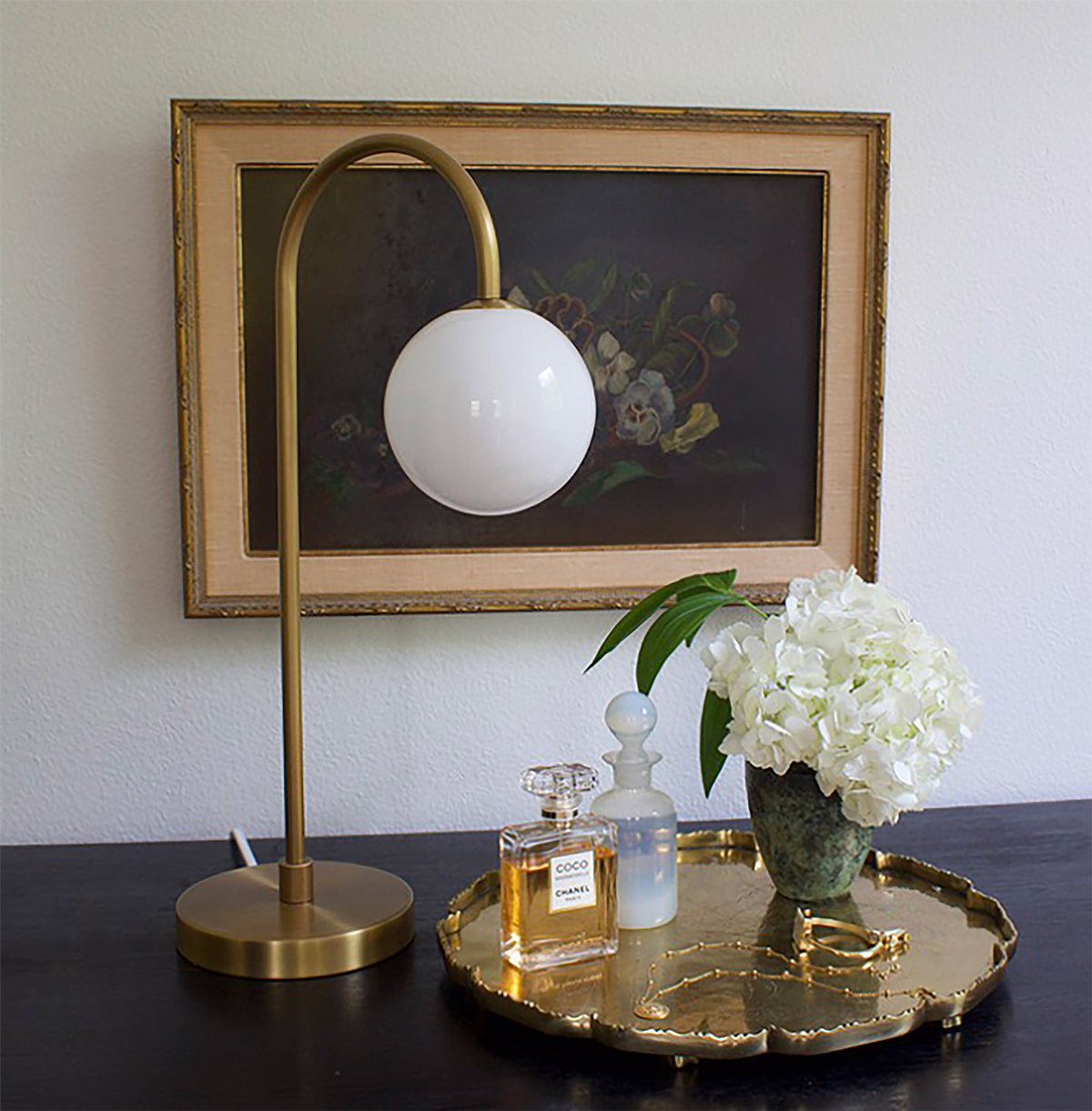 Josephine Table Lamp shown in Heirloom Brass