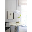 Noor 3 Pendant shown in Matte Black with White Opal Acrylic