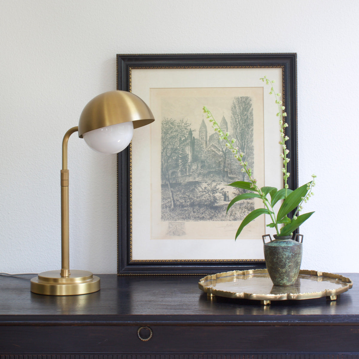 Noor Table Lamp shown in Heirloom Brass