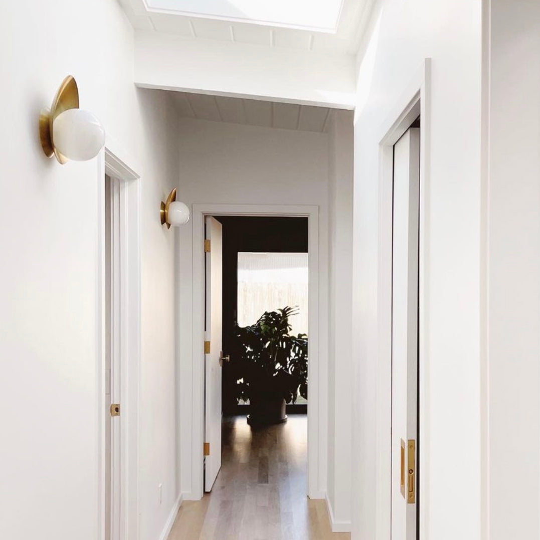 Pearl shown in Brass. Interior Design by Liz Bachman of Grey & Scout