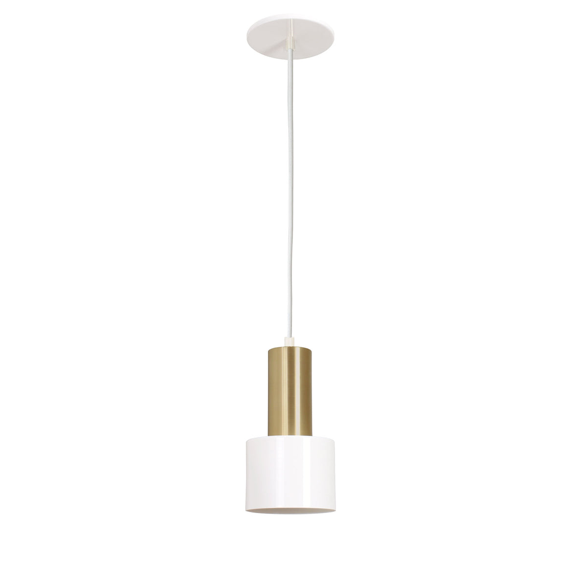 Ridge Cord Pendant shown in White and Brass with White Cloth cord