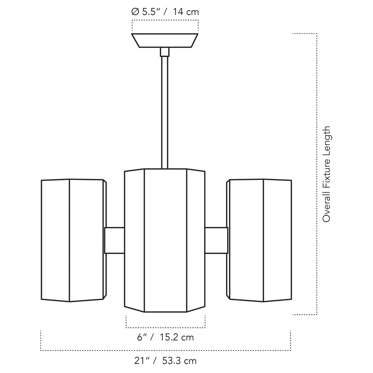 Cedar & Moss Woodland Viviane Compass chandelier drawing with dimensions