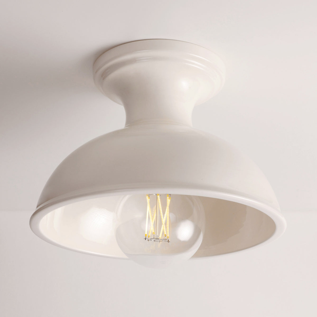 Emma shown in Gloss White with a G30 LED Filament Light Bulb