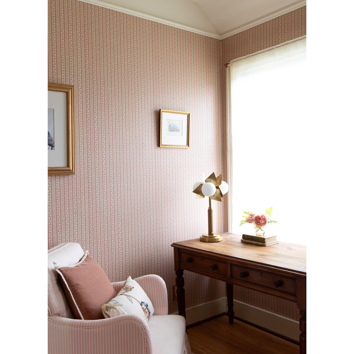 Florence Table Lamp shown in Heirloom Brass. Interior design by Sarah J. Meyer Design