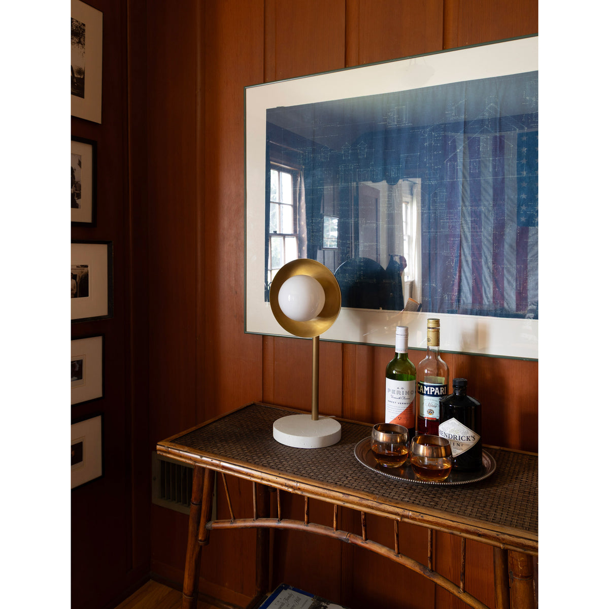 Lexi Lamp shown with a solid Heirloom Brass shade.  Interior design by Sarah J. Meyer Design
