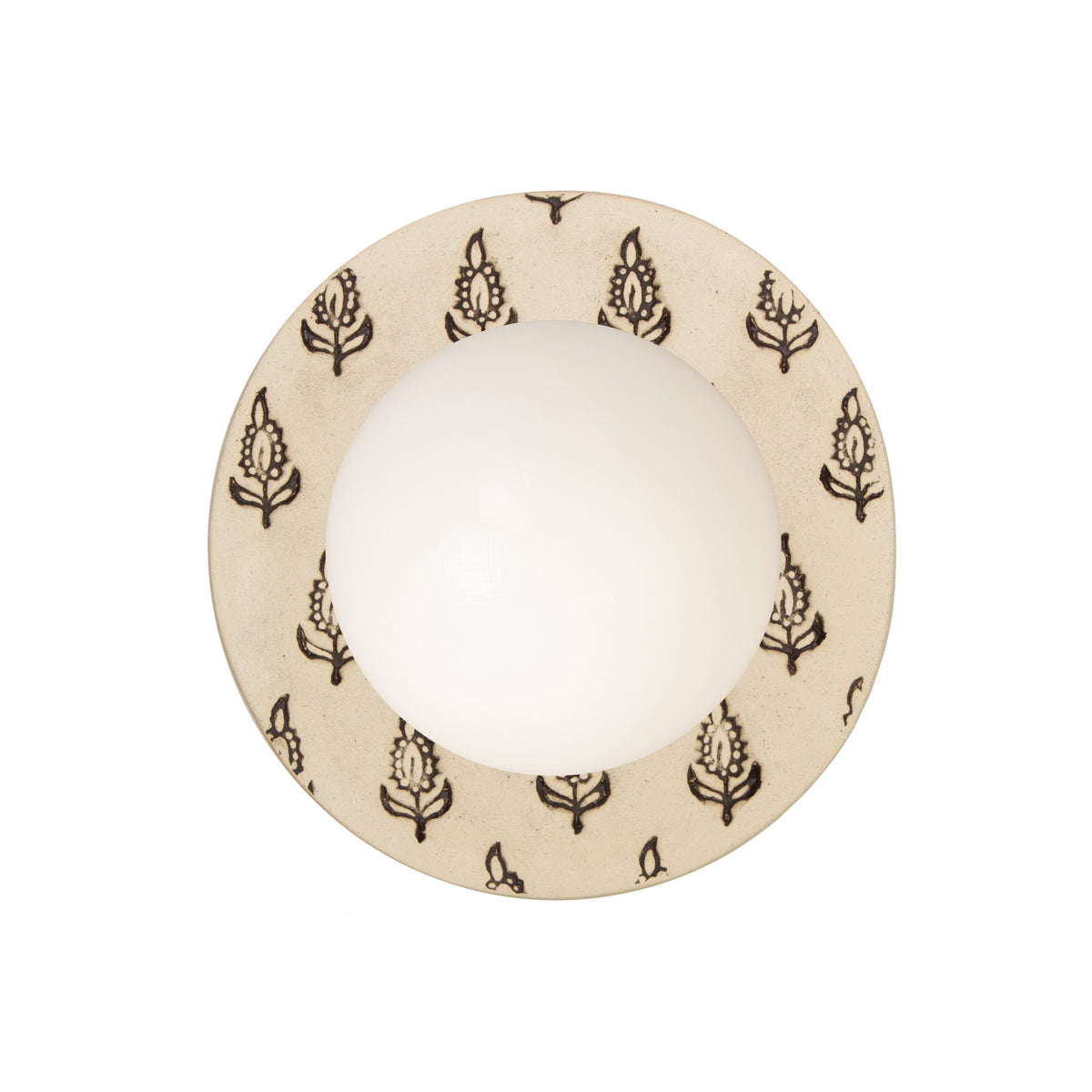 Little Luna shown with a Cream and Black Floral ceramic canopy