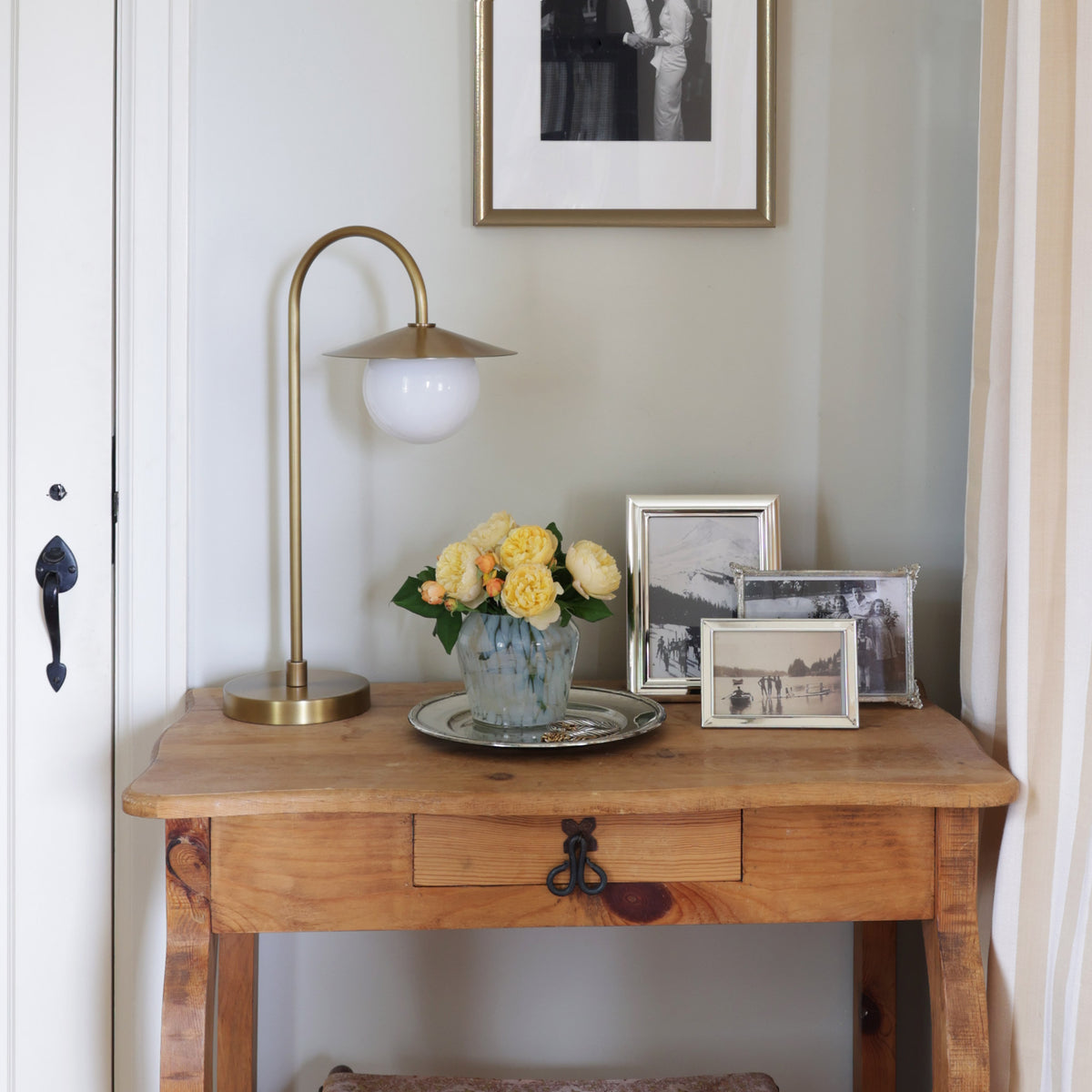 Marie Petite Table Lamp shown in Heirloom Brass