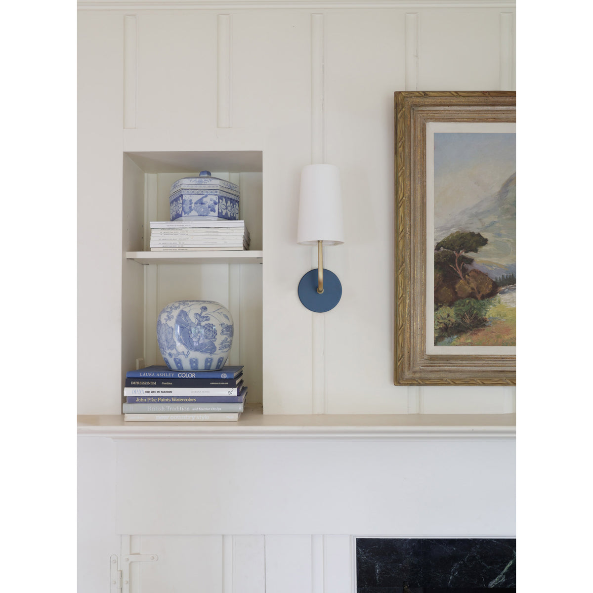 Timberline Linen shown in Brass with a Ocean Blue canopy