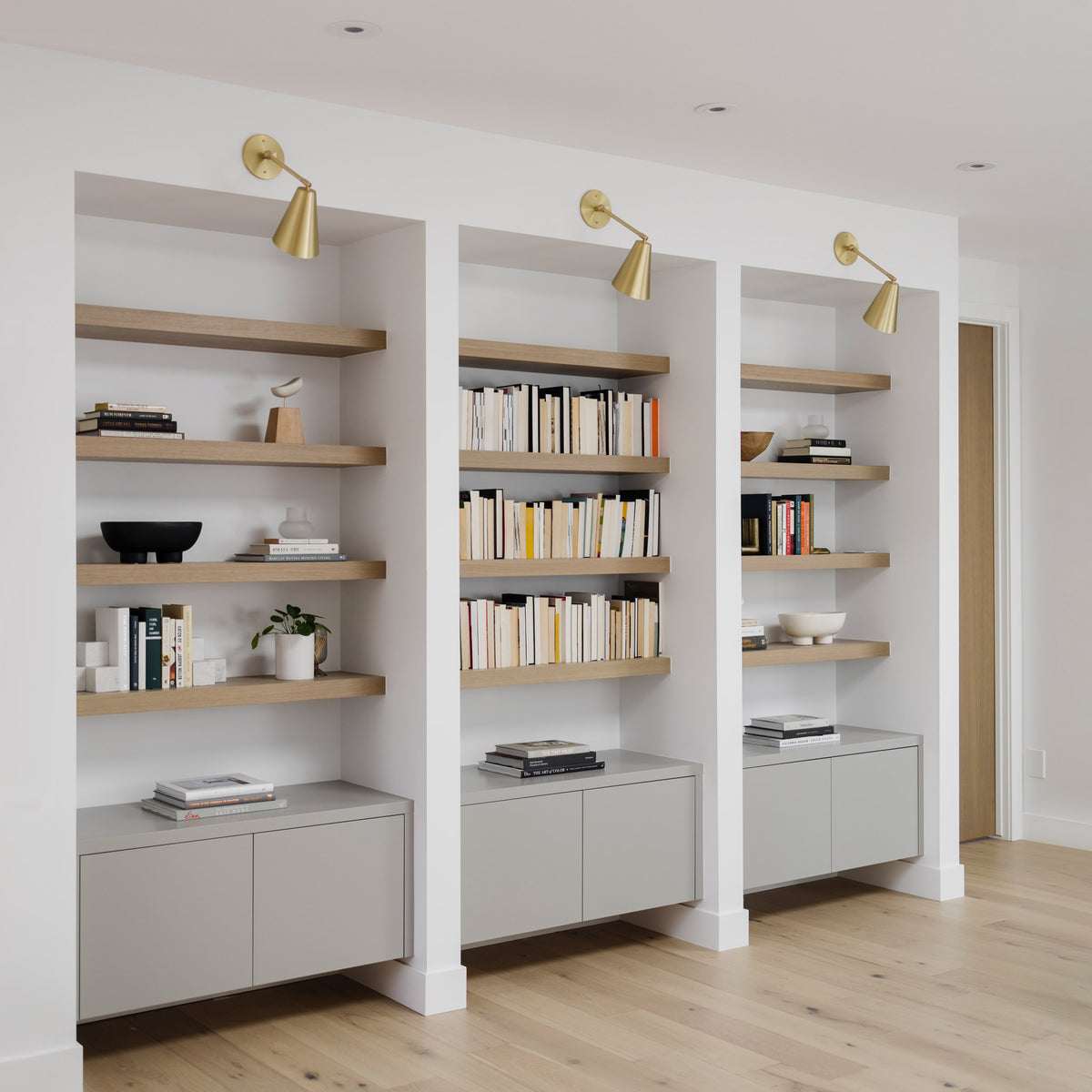 Tilt Cone Single Articulated in Brass. Interior Design by Alykhan Velji Designs