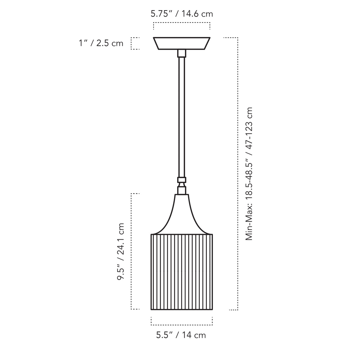 A Technical Drawing Of The Tumwater Small Pendant Light
