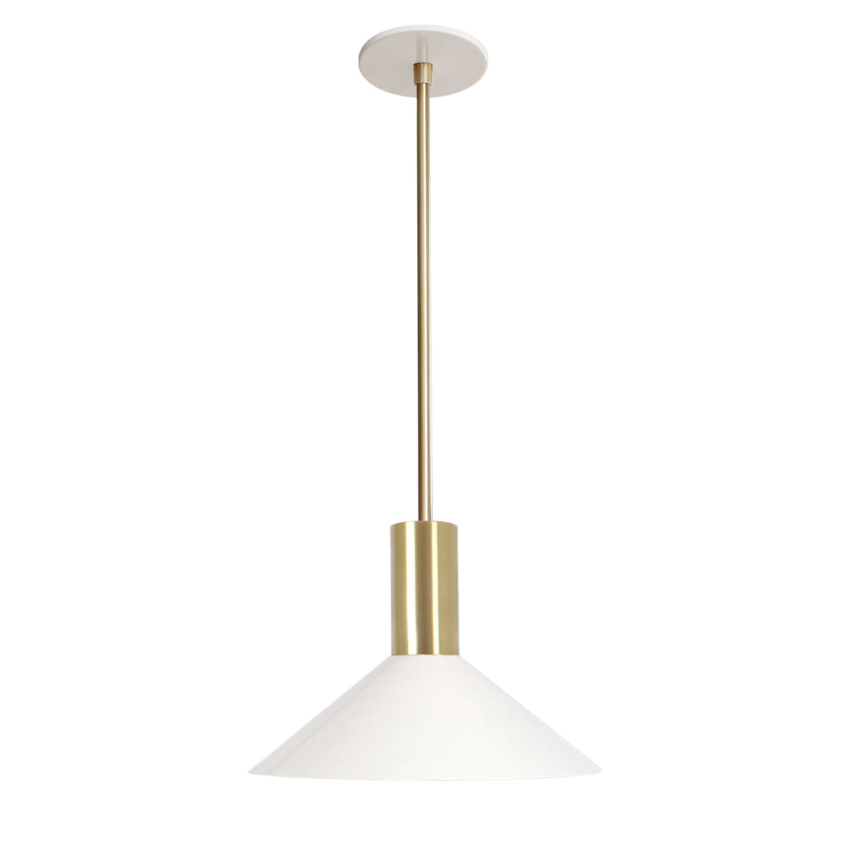 June Rod Pendant shown in White with Brass