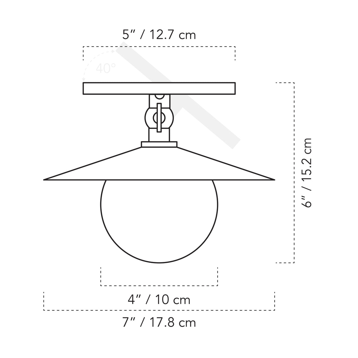 Cedar & Moss Marie Petite Surface flush mount light drawing with dimensions