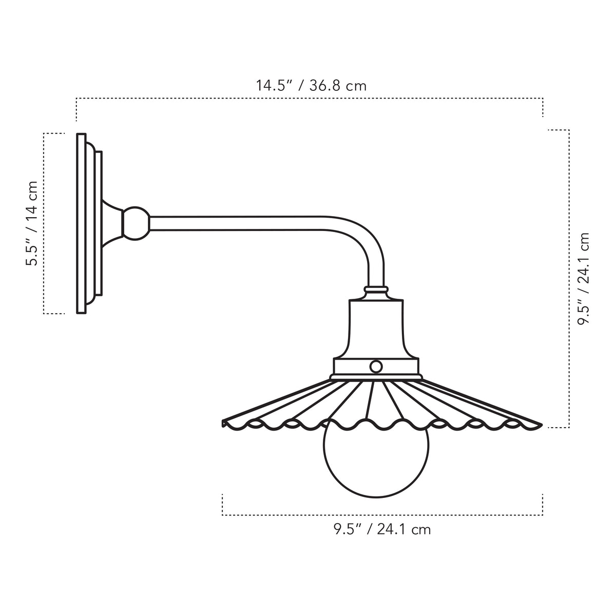 A Technical Drawing Of The Marjorie Demi Wall Sconce