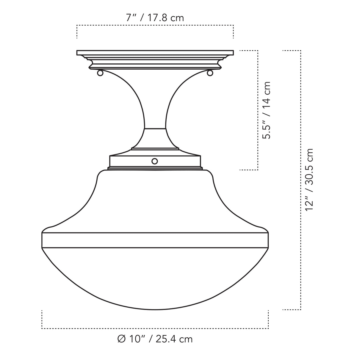 A Technical Drawing Of The Sorbonne Surface 10" Tulip Shade