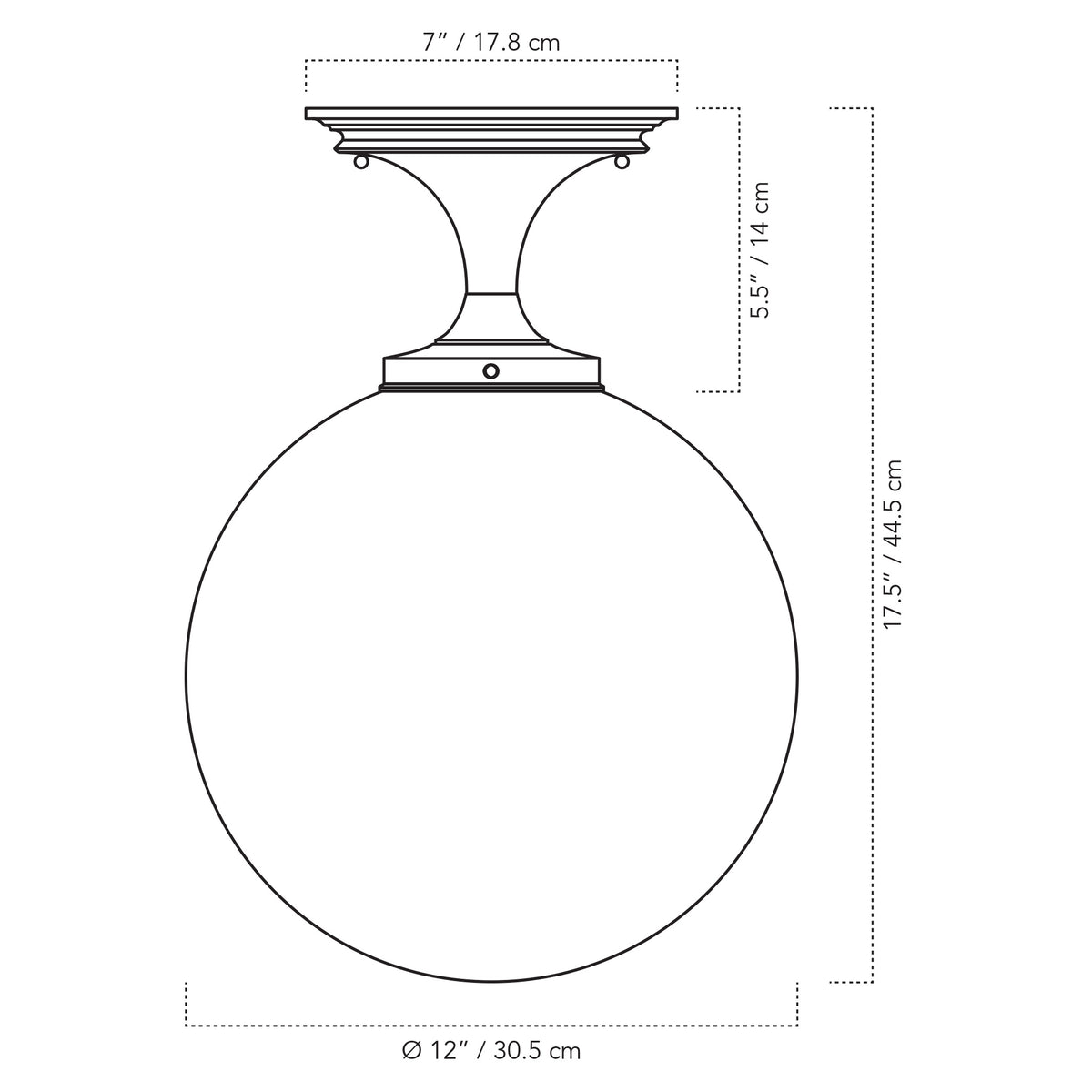 A Technical Drawing Of The Sorbonne Surface Light 12" Globe