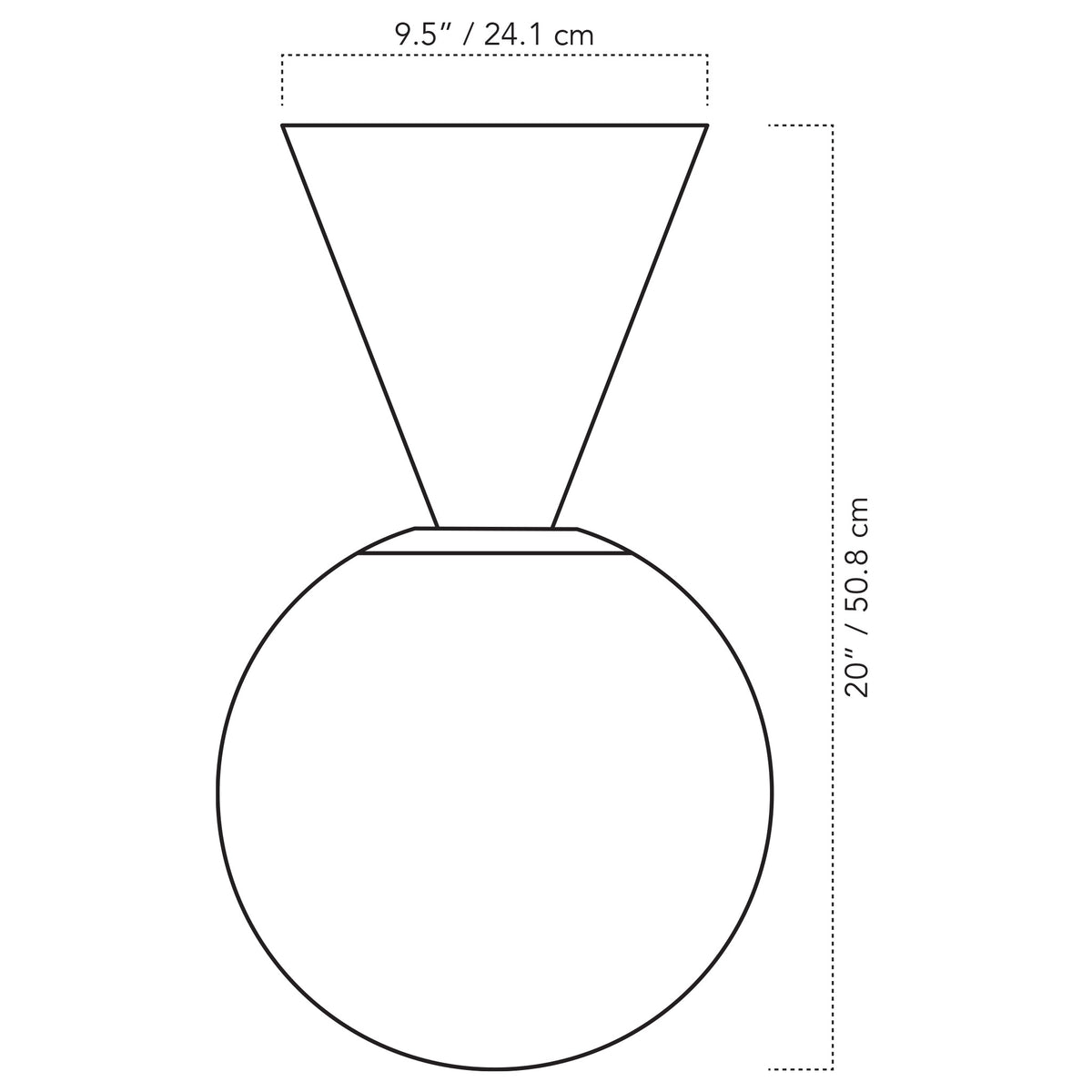 A Technical Drawing Of The Summit Ceiling Light With 12" Globe