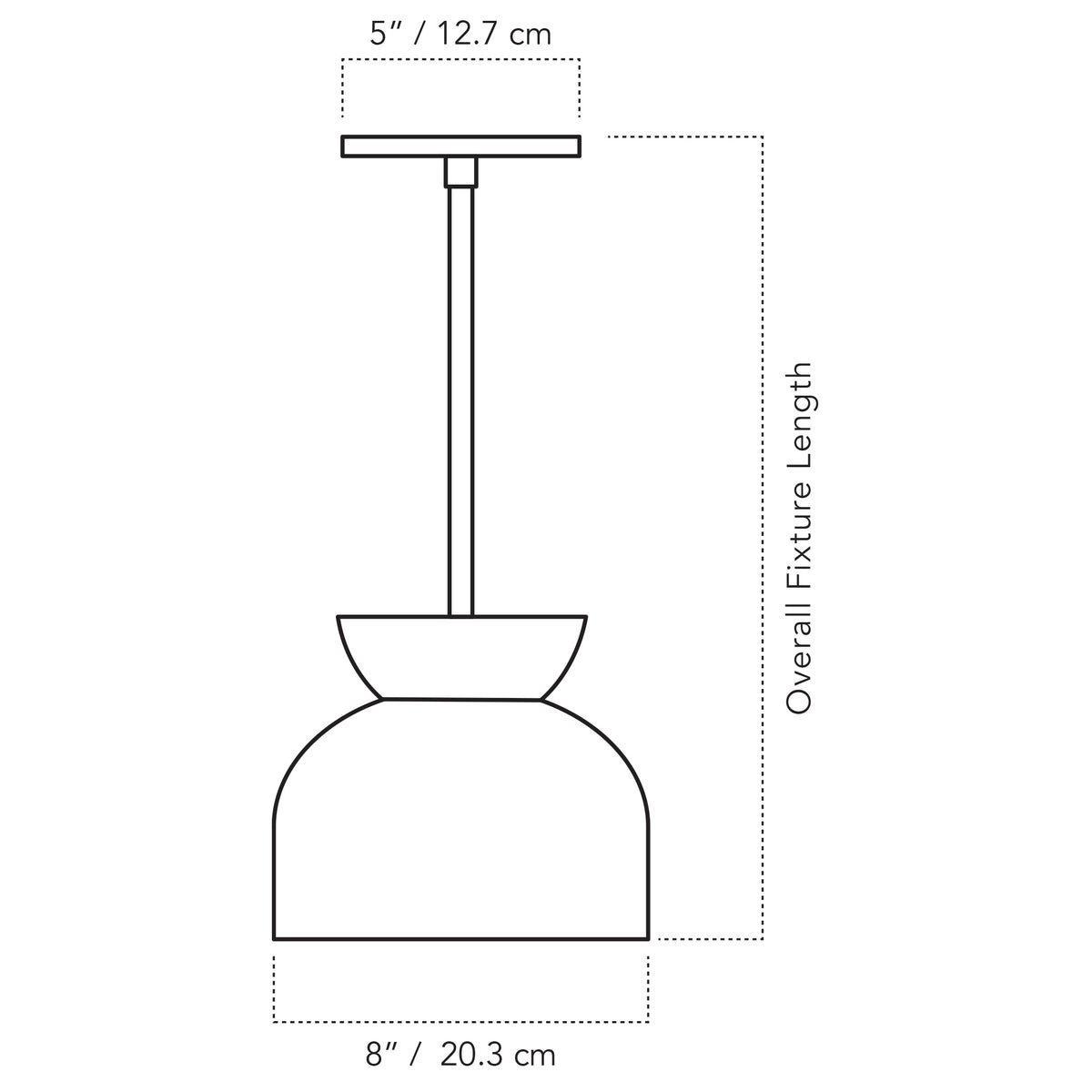Cedar & Moss Terra Amélie Pendant drawing with dimensions