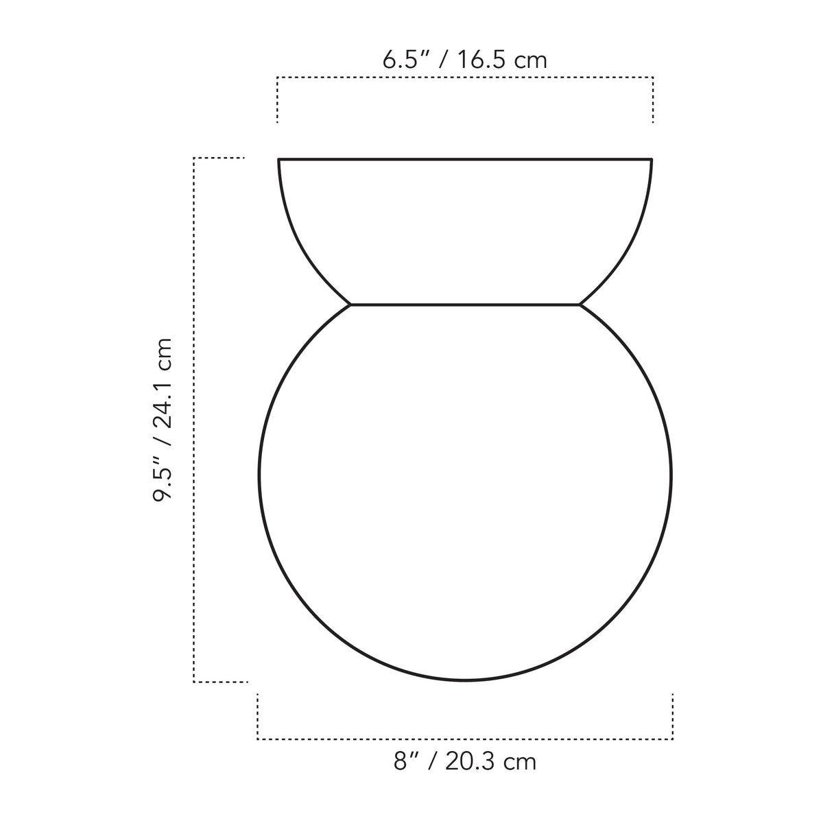 A Technical Drawing Of The Wren Wall And Ceiling Lights With 8" Globe