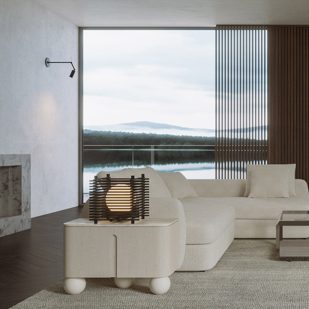 A Yugen Table Lamp In A Minimalist Living Room