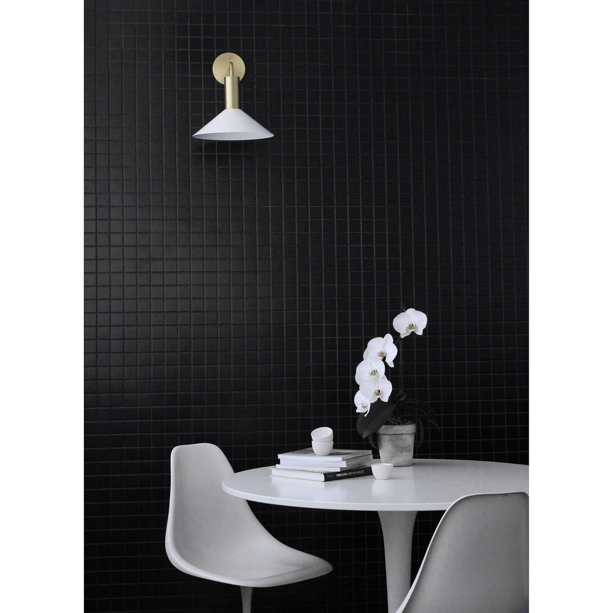 June Sconce shown in White with Brass