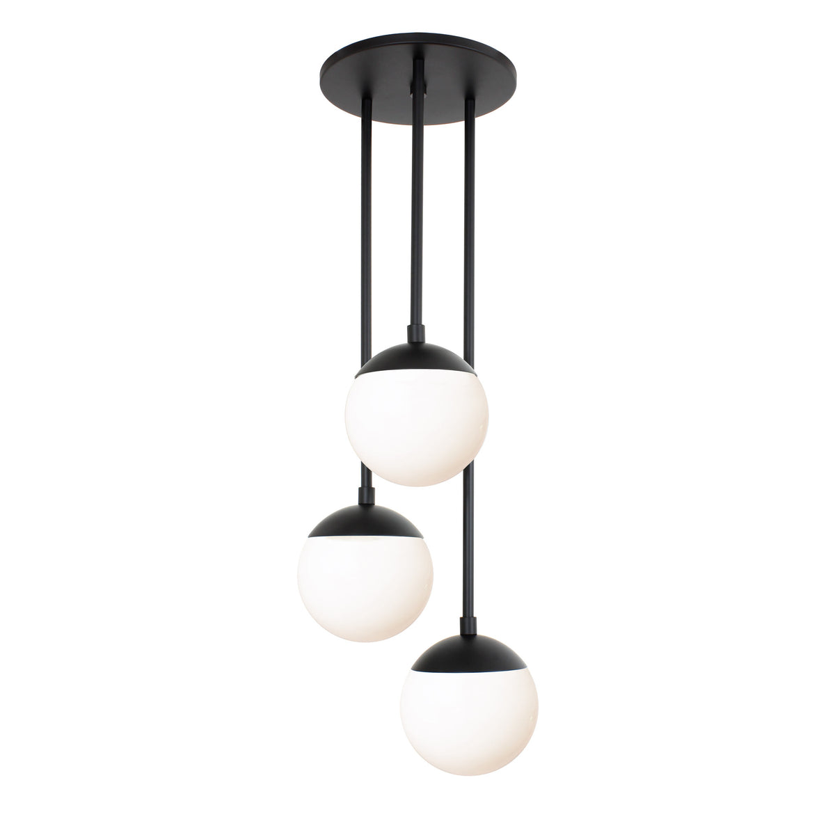 Alto Waterfall shown in Matte Black with Opal 6" globes