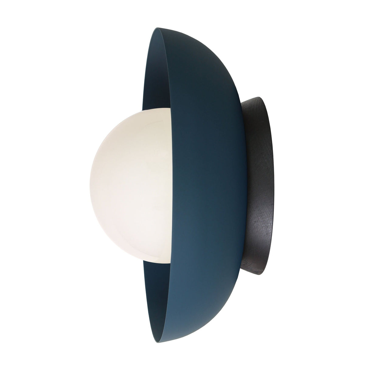 Lexi Large 6” shown with a Solid shade in Ocean Blue and Black Stained wood finish canopy