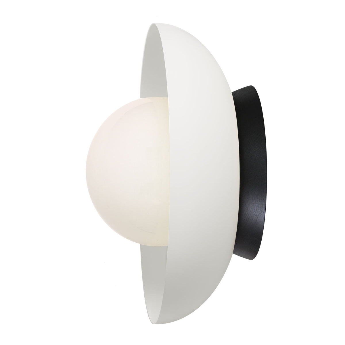 Lexi Large 6” shown with a Solid shade in White and Black Stained wood finish canopy