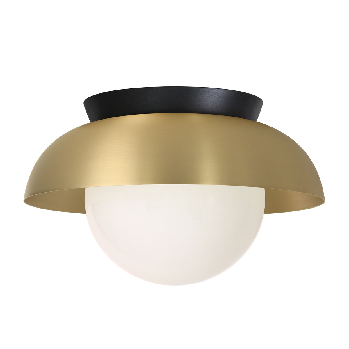 Lexi Large 8” shown with a Solid  shade in Brass and Black Stained wood canopy