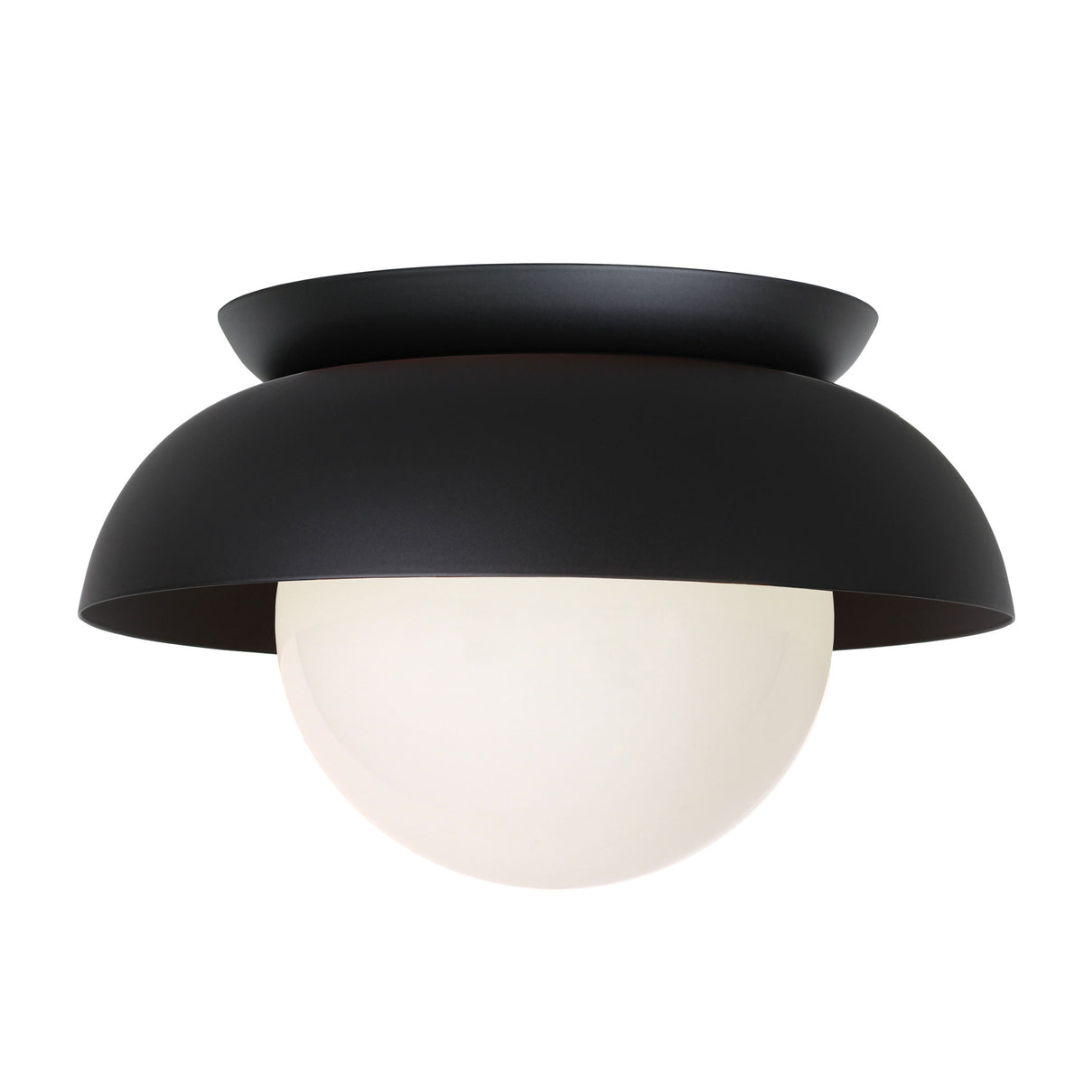 Lexi Large 8” shown with a Solid shade in Matte Black and Matte Black Metal finish canopy