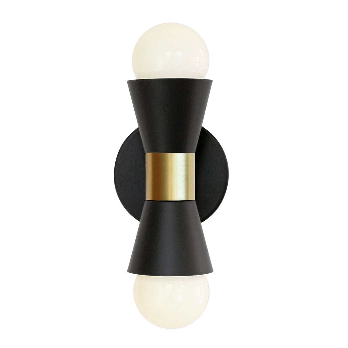 Cedar and Moss. Mira Sconce. Matte Black + Brass finish.