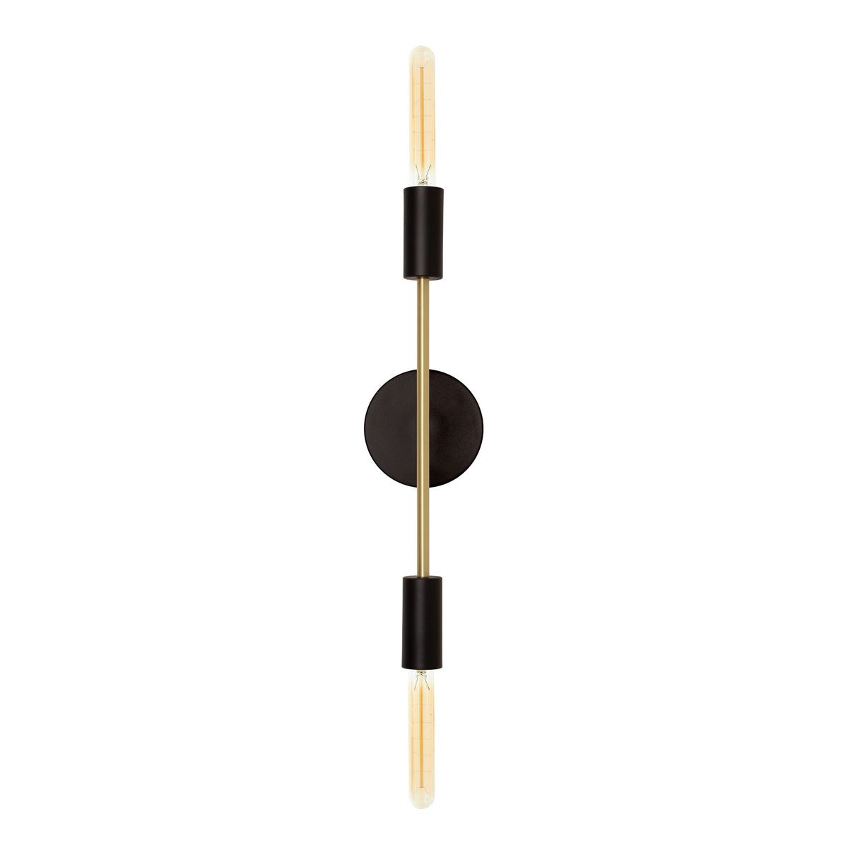 Venus Long shown in Matte Black cup and canopy finish with Brass accent finish