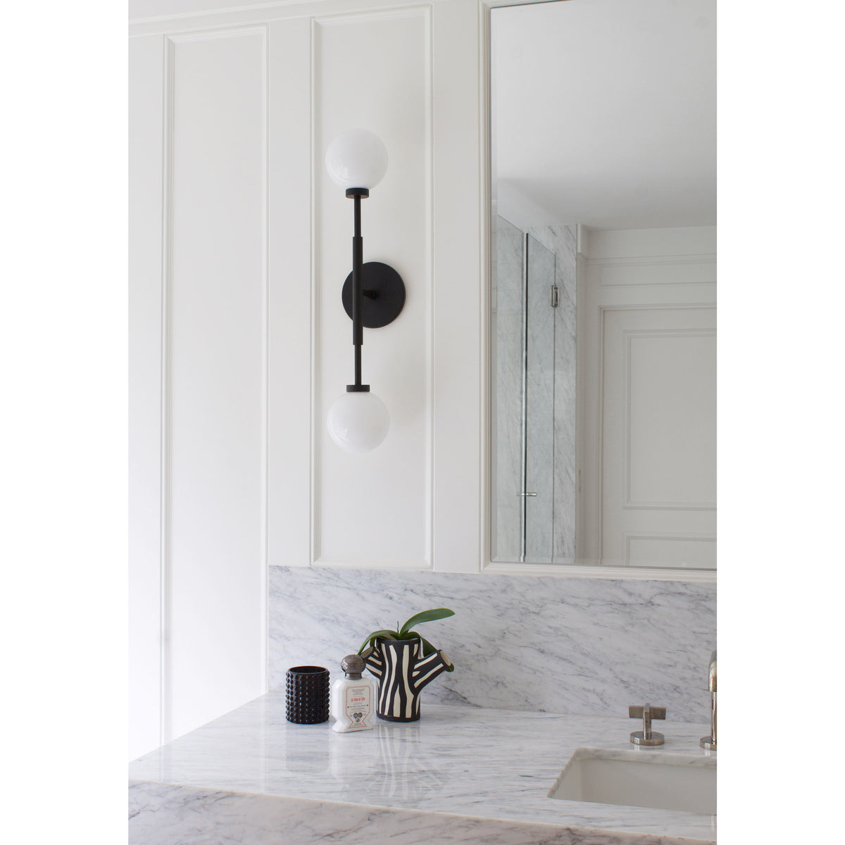 Heron Double Sconce shown in Matte Black