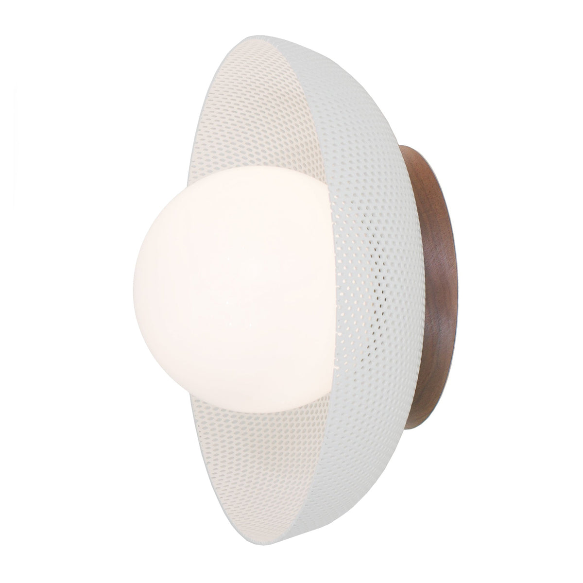 Lexi Large 6” shown with a Perforated shade in White and Walnut canopy