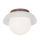 Lexi Large 8” shown with a Perforated shade in White and Walnut Wood canopy
