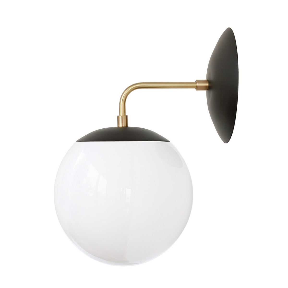 Alto Sconce 8" shown in Matte Black with Brass with an 8" Opal globe