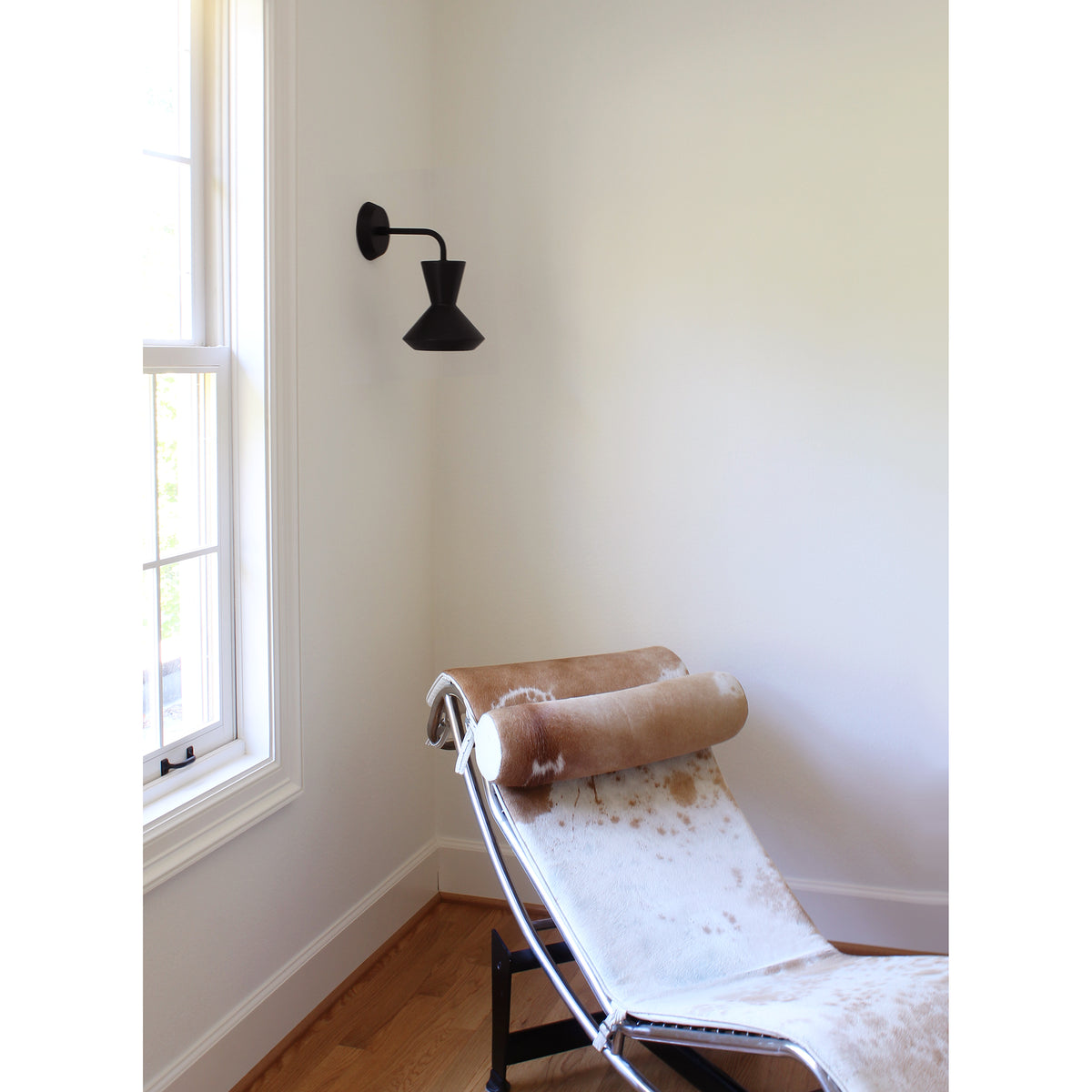 Bobbie Sconce shown in Eclipse Black Glaze with Matte Black Metal and Black Stained Wood finish Canopy
